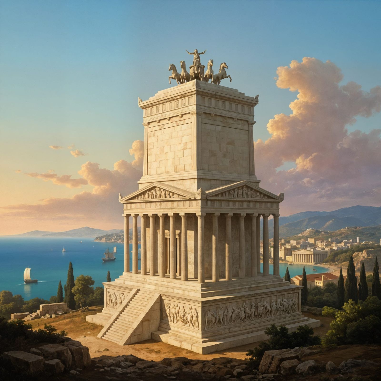 Mausoleum at Halicarnassus Oil Painting at Sunset