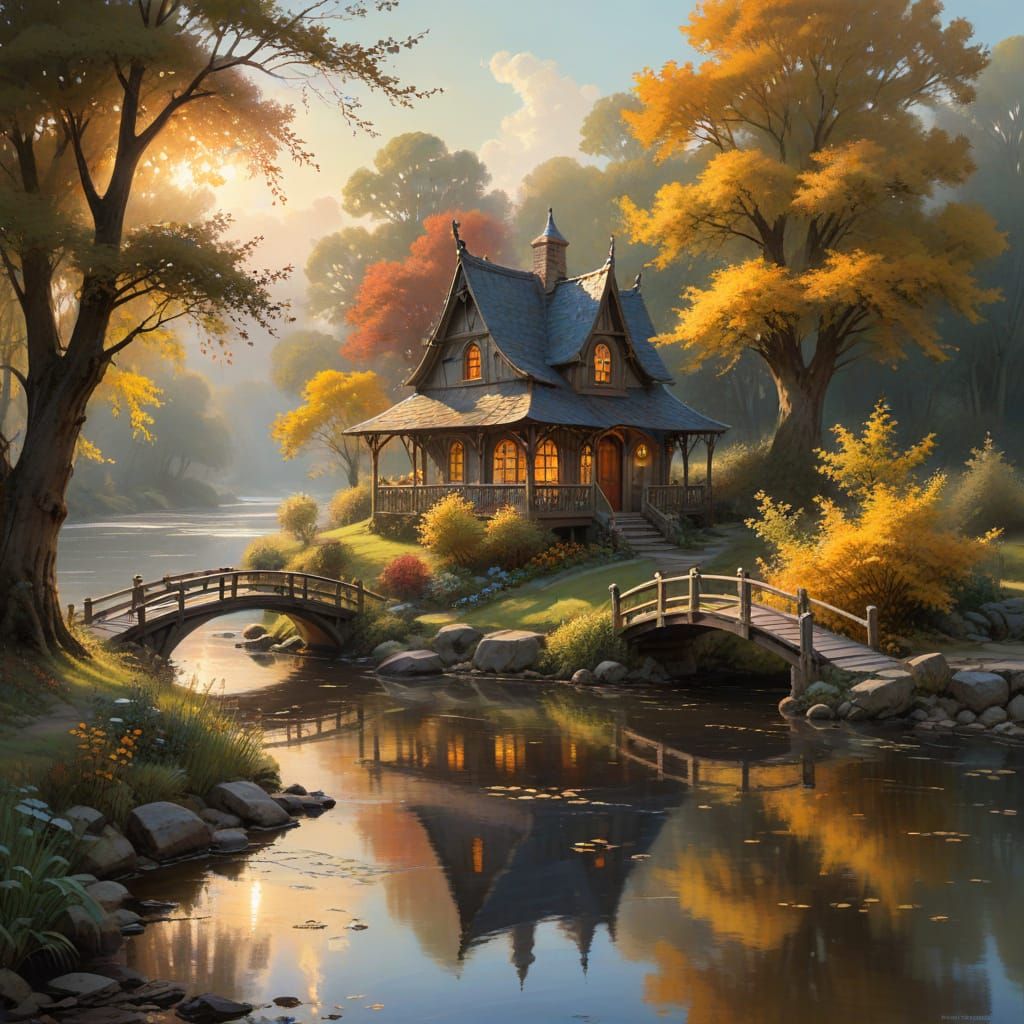 Whimsical Autumn Scene in Dreamy Light