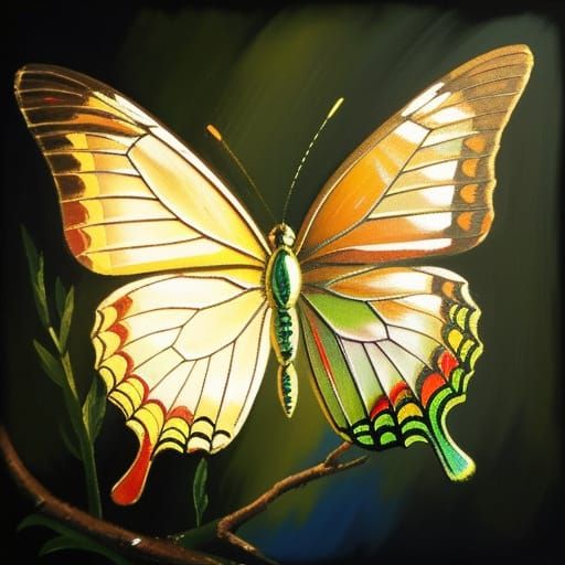 Expressive Neo-Impressionist Butterfly in Vibrant Oil Painti...