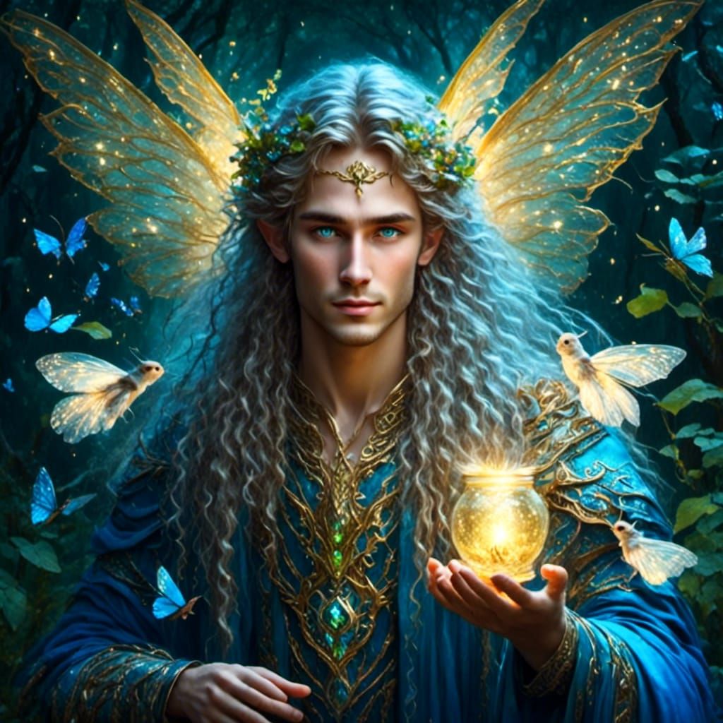 Young Fairy Portrait in Glowing Rainforest