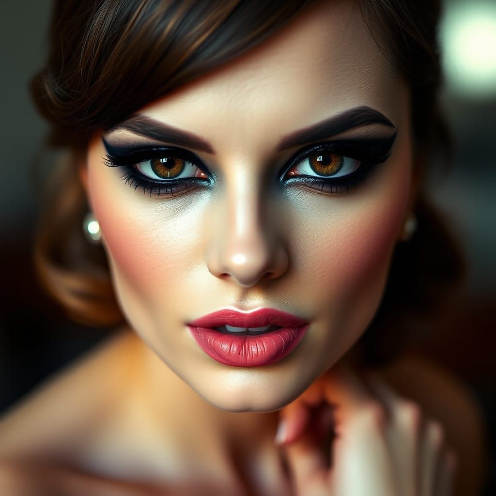 Glamorous Woman Portrait with Dramatic Makeup