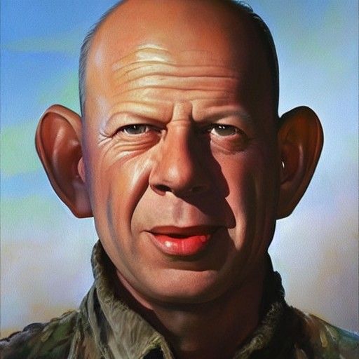 Elmer Fudd as Bruce Willis: Oil Painting