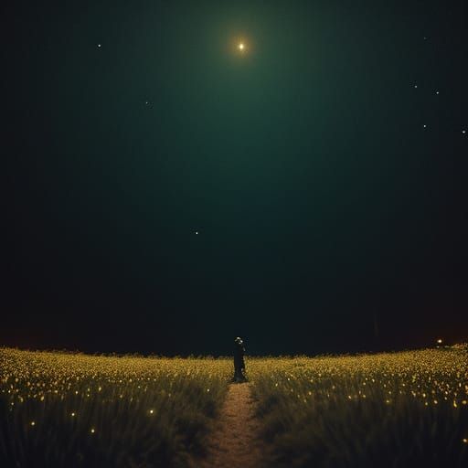 Dark Spring Night Aglow with Fireflies