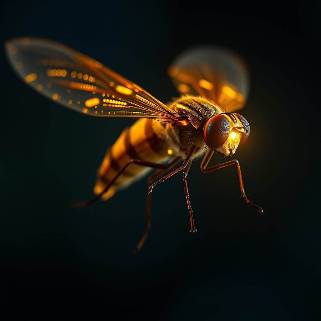 Glowing Firefly at Night in Ultra Detail