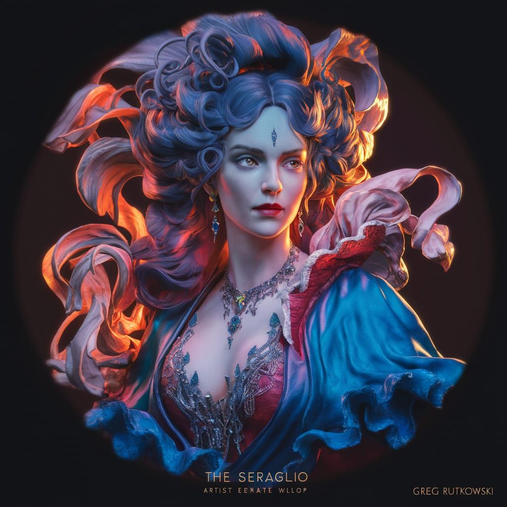 Mysterious Woman Portrait in Art Nouveau Style