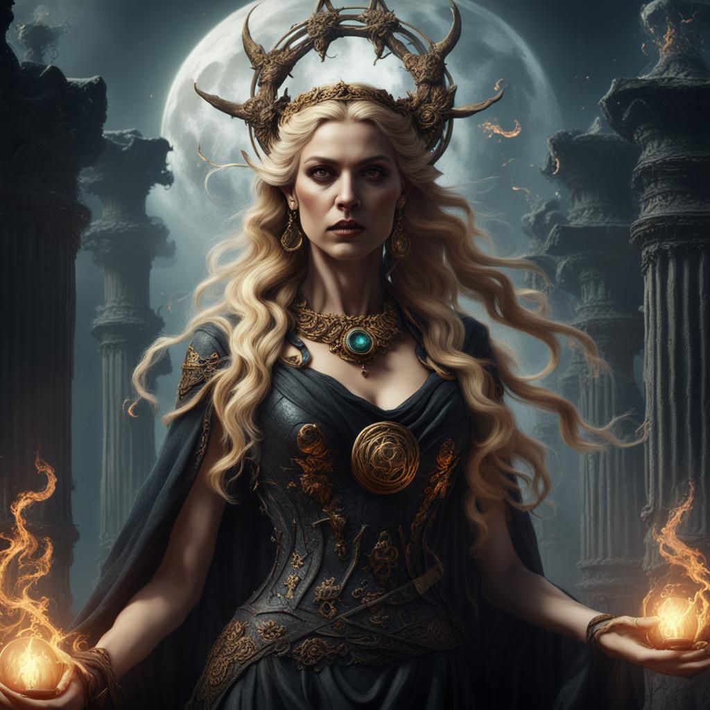 Blonde Beautiful Goddess of  the Underworld Hecate