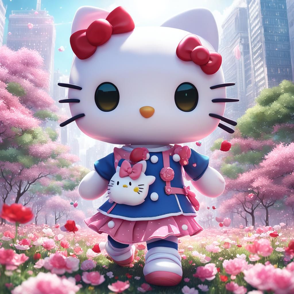 Kawaii Hello Kitty Poster in 3D Anime Art