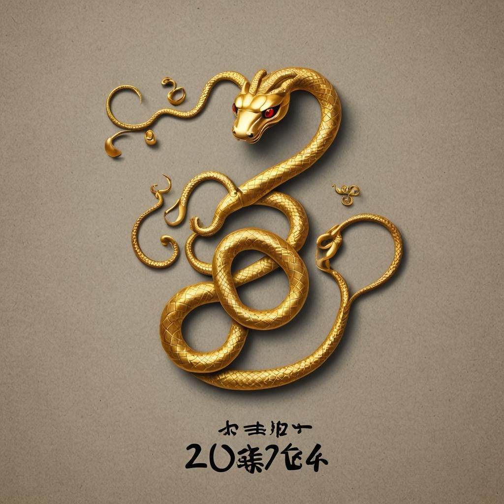 Golden Snake Celebrates New Year 2025