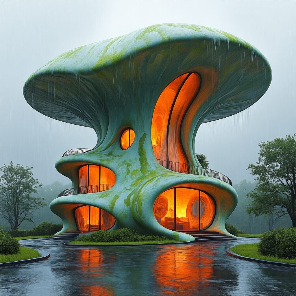 Futuristic Organic House with Curvy Forms
