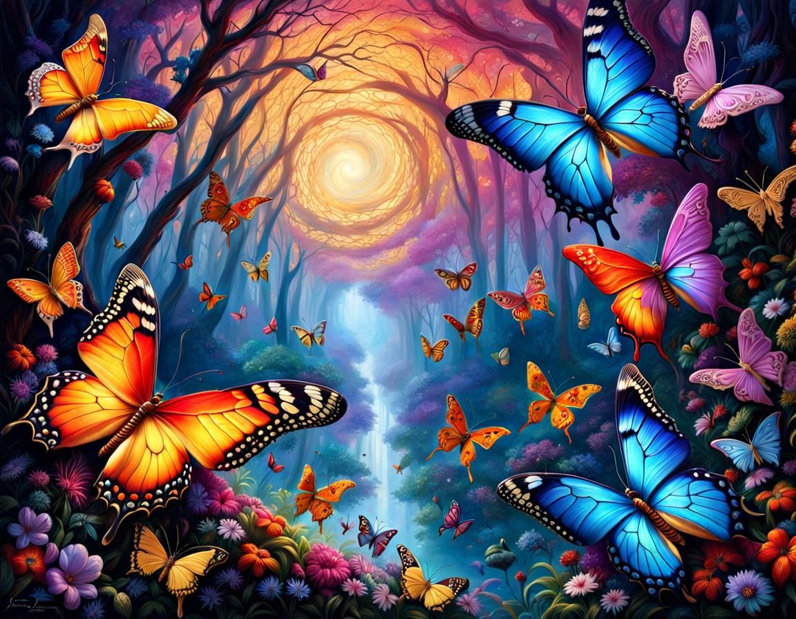 Lace Butterflies and Fairies: A Fantasy Illustration