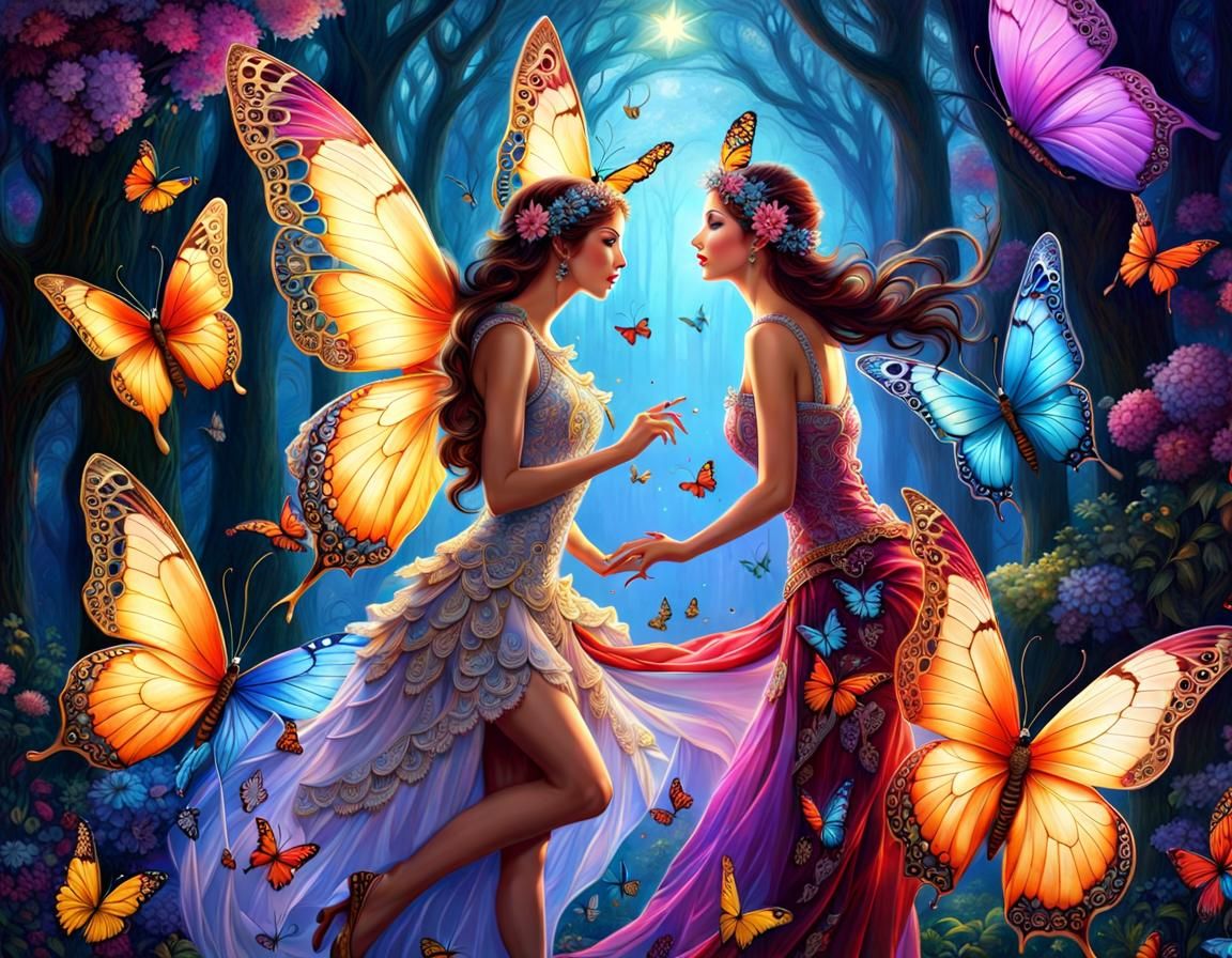 Lace Butterflies and Fairies: A Fantasy Illustration