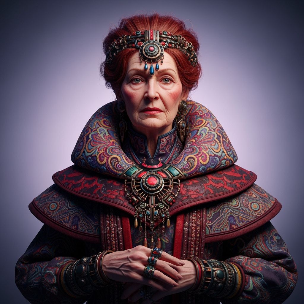 Hyperrealistic Portrait of Redhead in Futuristic Attire