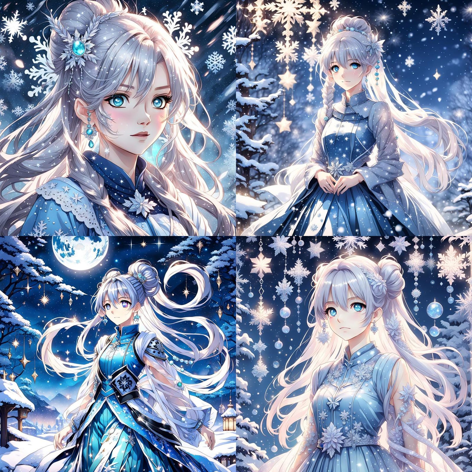 Anime Goddess in Snowy Ballgown with Odango Pigtails