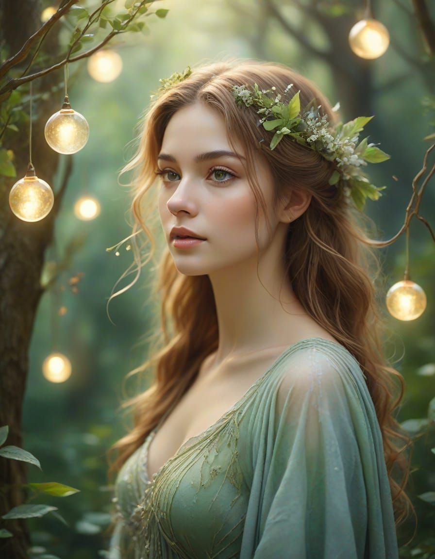 Ethereal Fantasy Portrait in Dreamy Watercolor Style