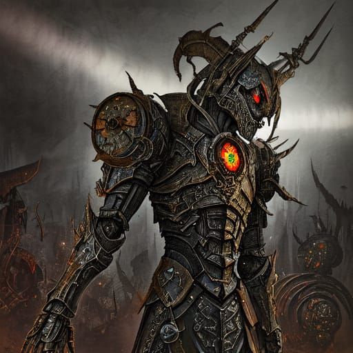 Cybergothic Steampunk Deathknight Jester in Twisted Carnival