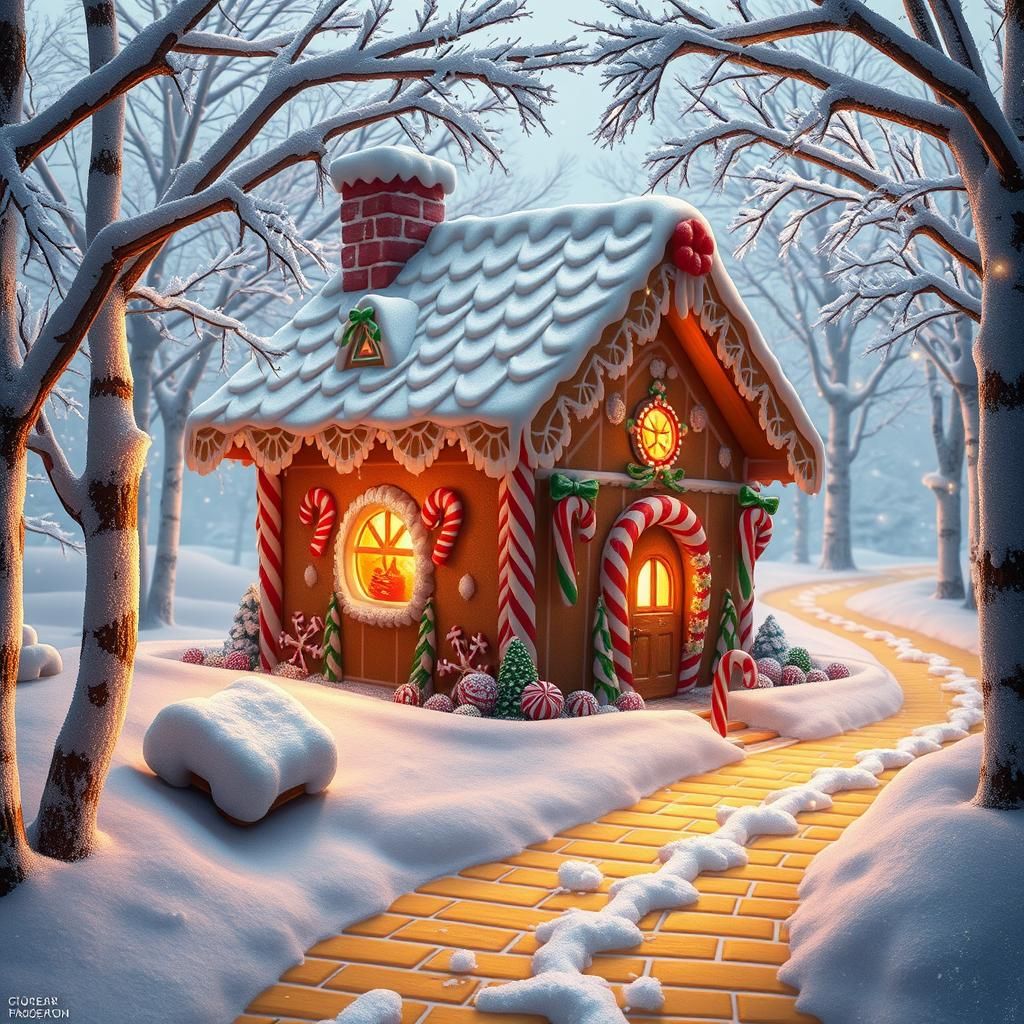 Enchanting Gingerbread House in Winter Wonderland