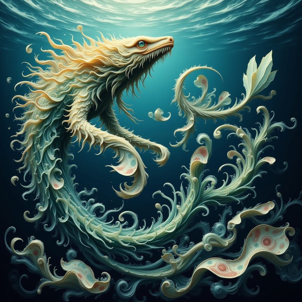 Majestic Sea Creature Emerges from Swirling Banknotes