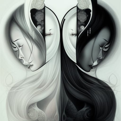 Yin Yang Symbol in Black and White Minimalism