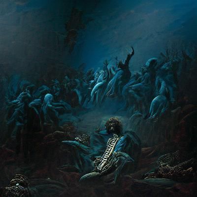 Horrific Blue Nightscape with Shooting Stars