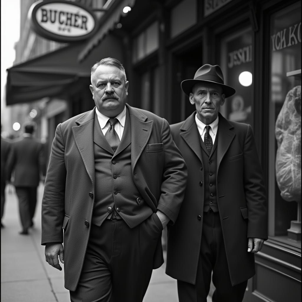 Vintage Photo: Obese Man and Thin Man in Depression-Era NYC