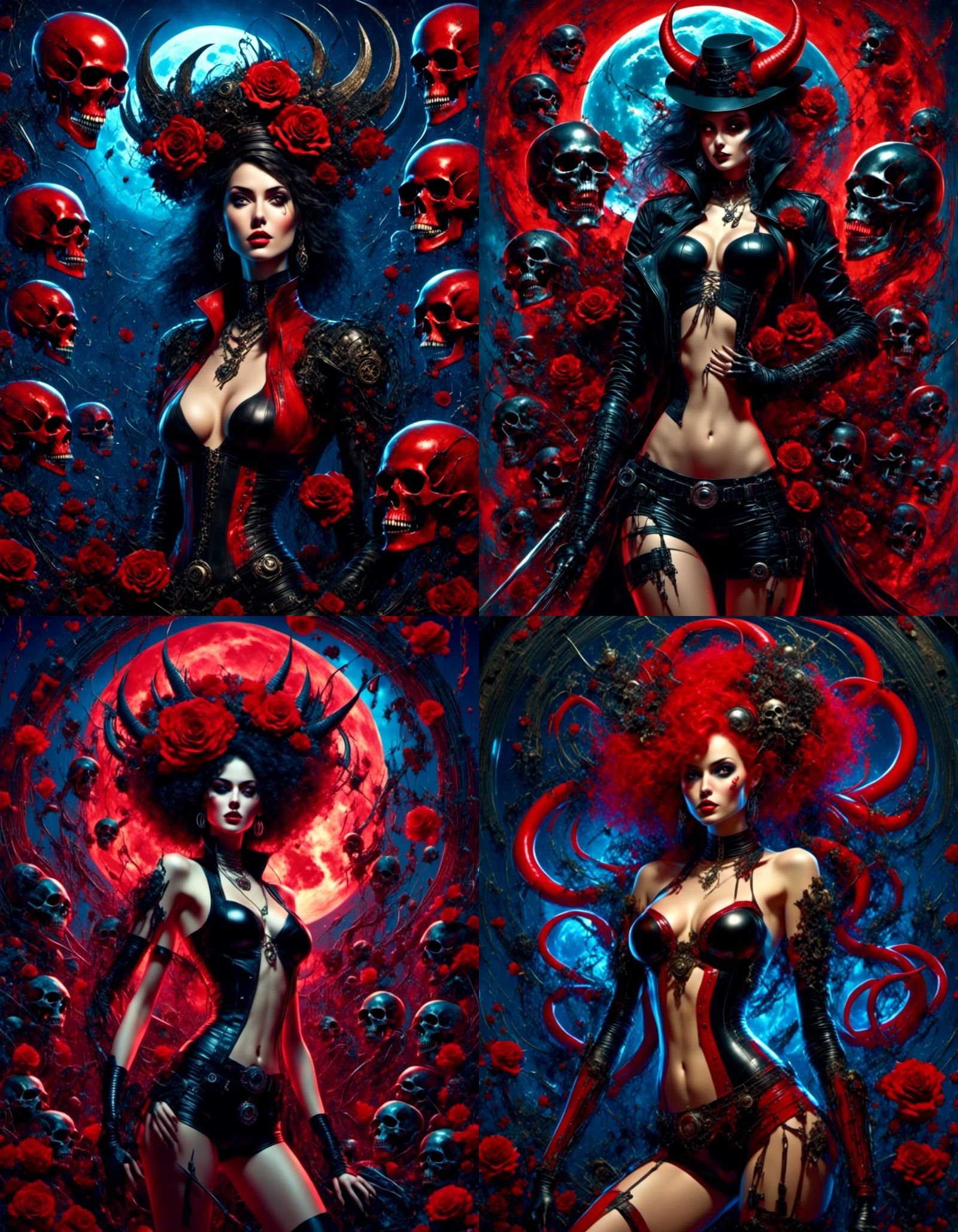 Femme Fatale Devil in Steampunk Retrofuturism Style