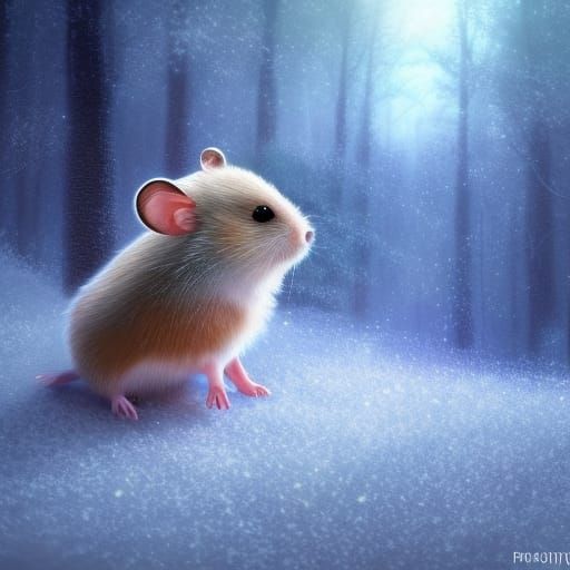 Magical Hamster Portrait with Frost Aura