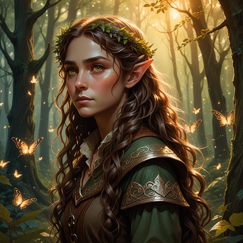 Whimsical Forest Elf in Earthy Splendor