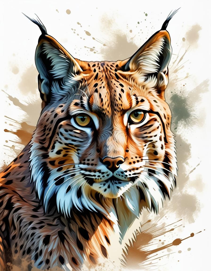 Lynx Portrait in Flowing Painterly Style