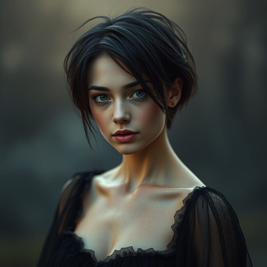 Elegant Fantasy Actress in Detailed Matte Painting Style