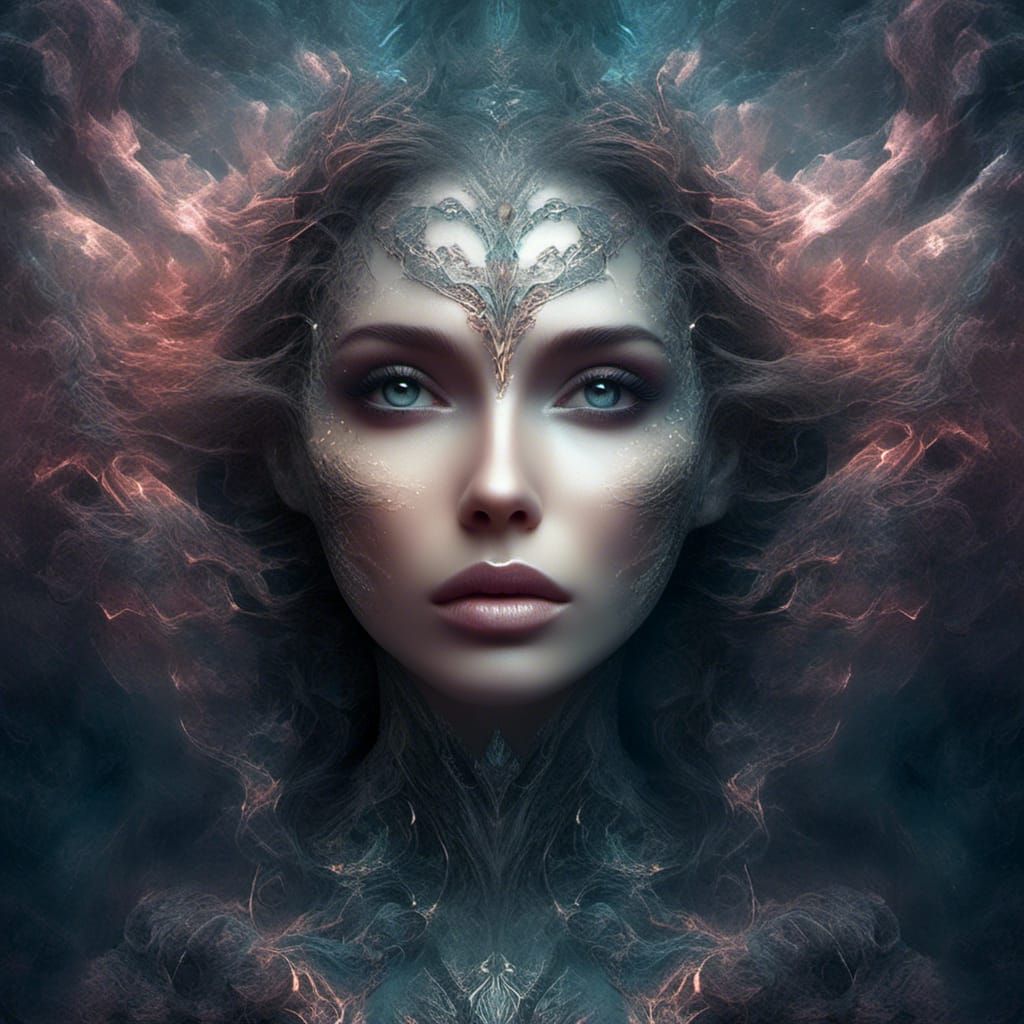 A Breathtaking Split-Face Portrait in Cosmic Noir