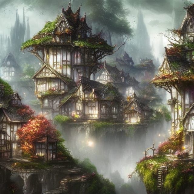 Enchanted Forest Village: Fantasy Concept Art