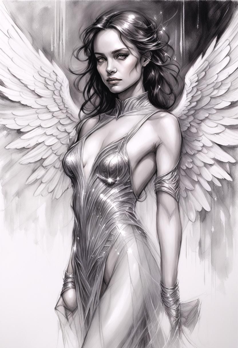 Silver Angel: Elegant Cinematic Fantasy Art