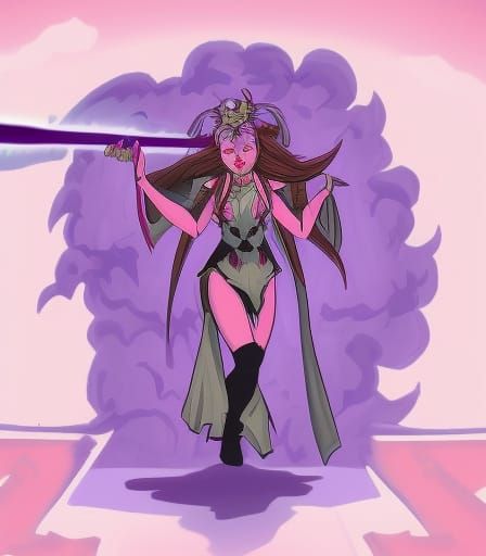 Gothic Demon Goddess in Ethereal Flight