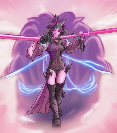 Ethereal Demon Goddess Emerges from Hell's Portal