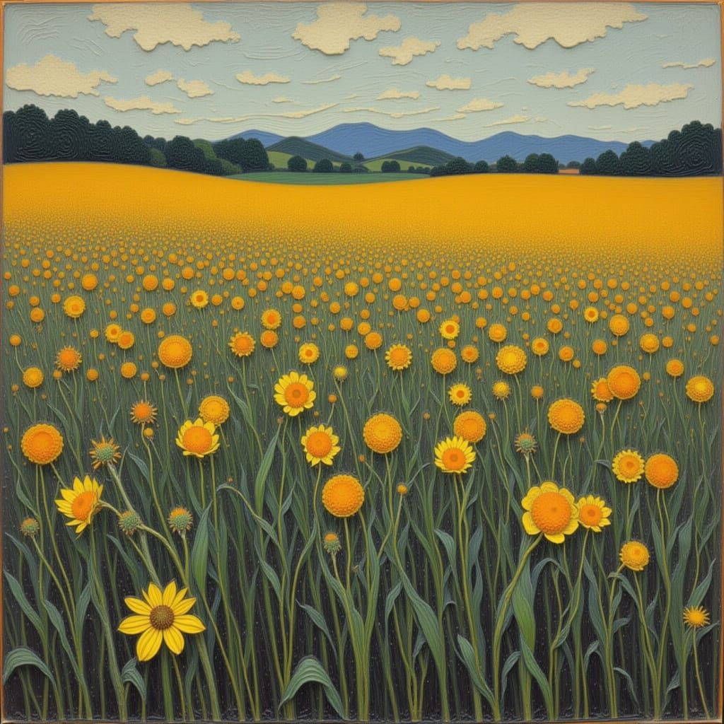 Sunset Meadow in a Van Gogh Style