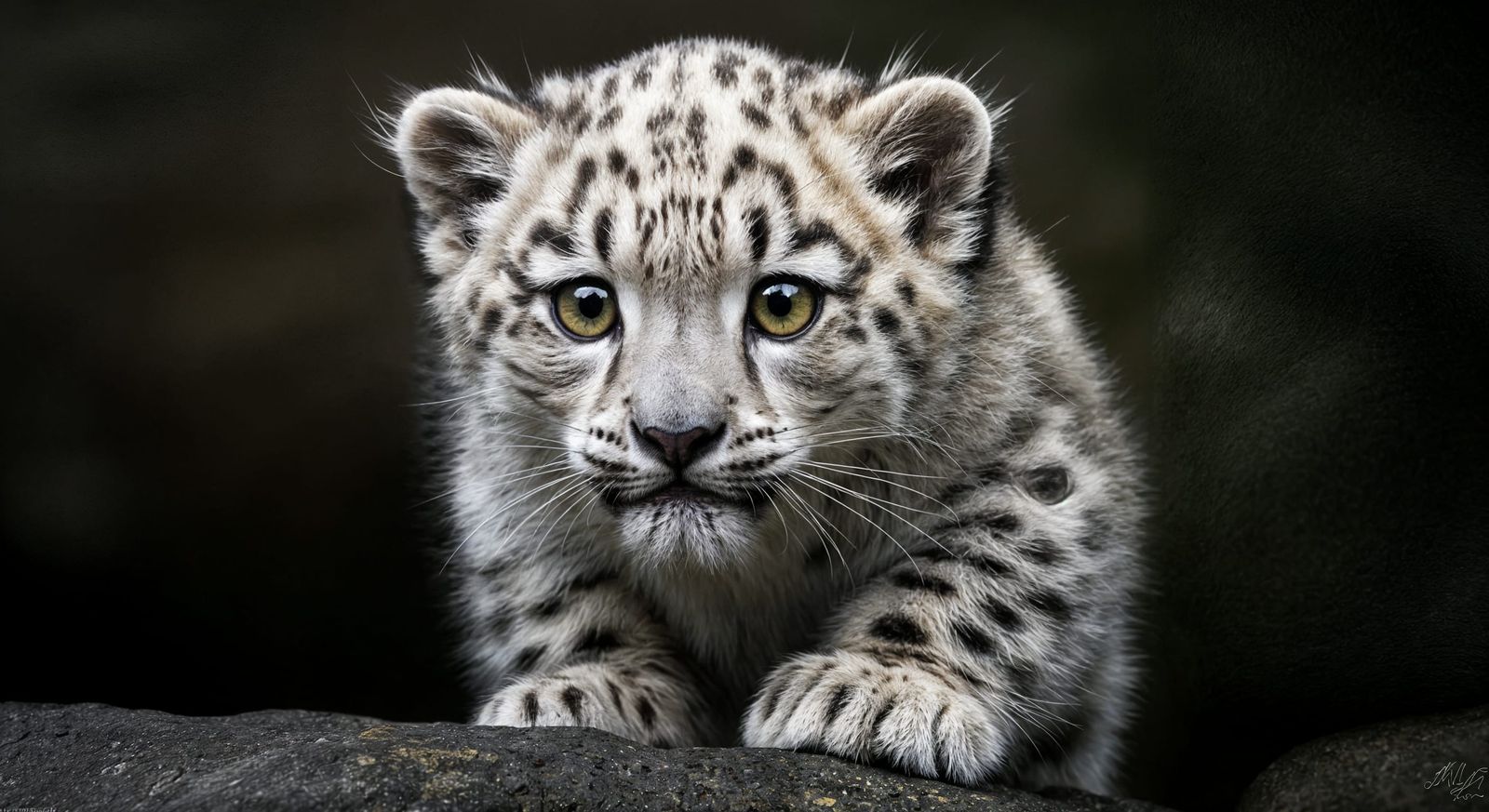 Macro Photo of a Baby Snow Leopard