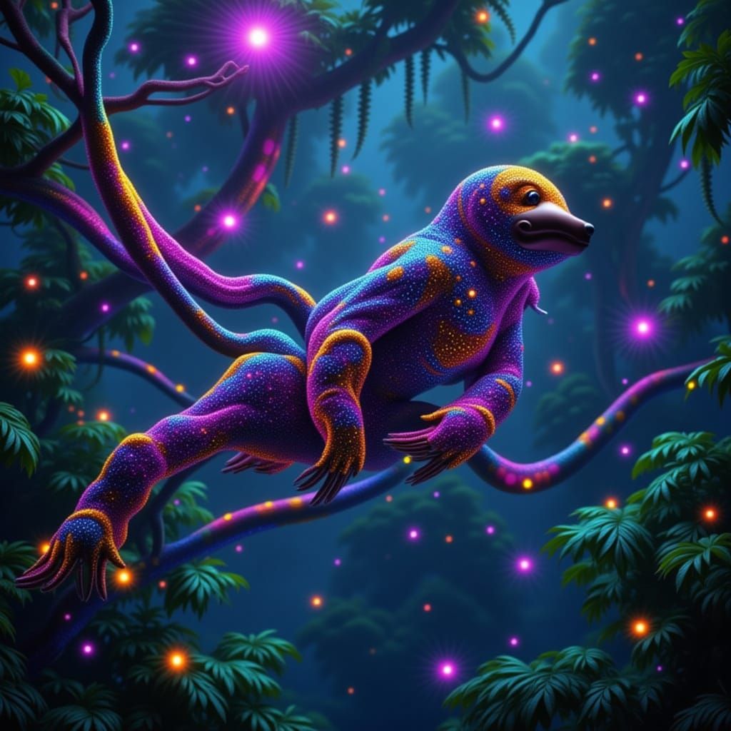 Surreal Neon Sloth