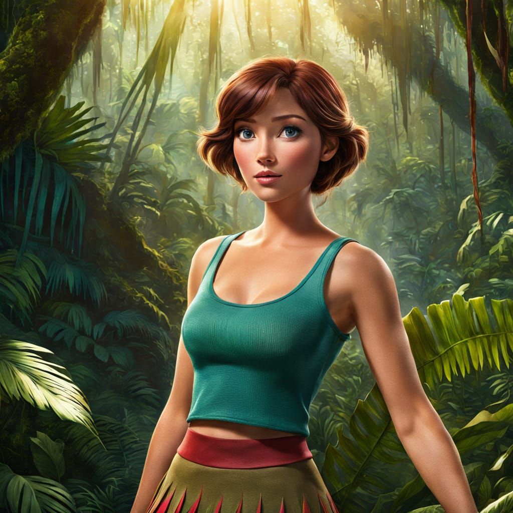 Jane Porter in Lush Jungle, Pixar-Inspired Art