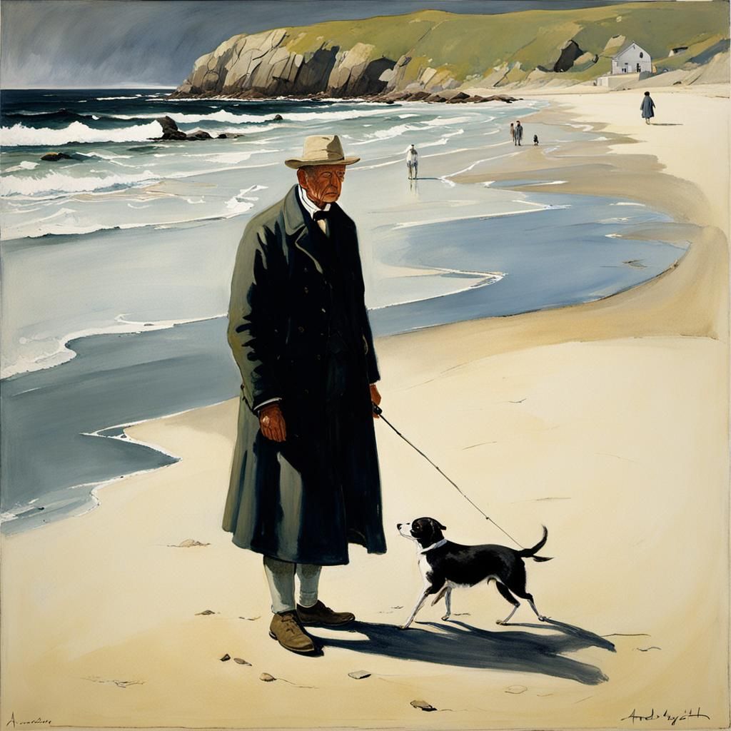 Wollongong Beach Wanderer in Wyeth Style