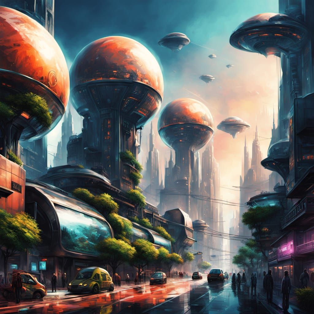 Futuristic Martian City Under Glass Domes