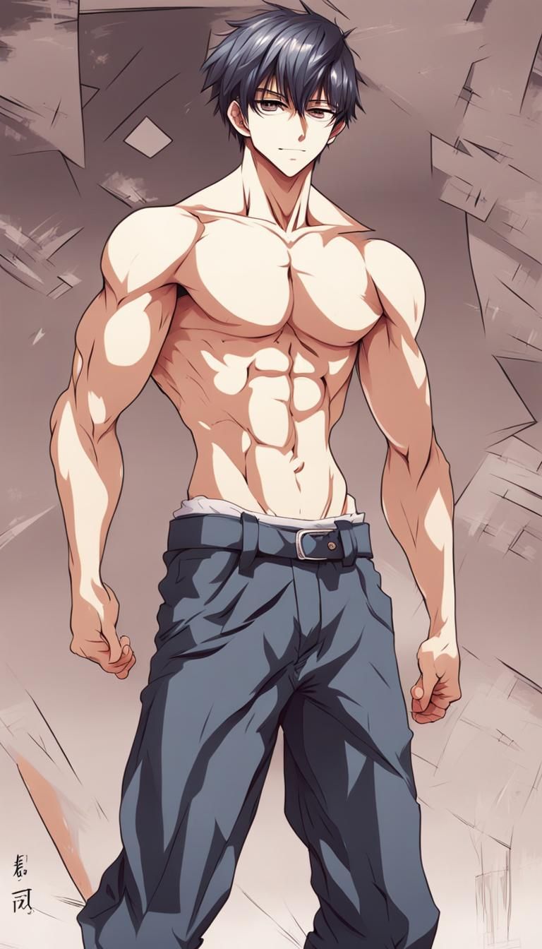 Anime Style Boy with Abs