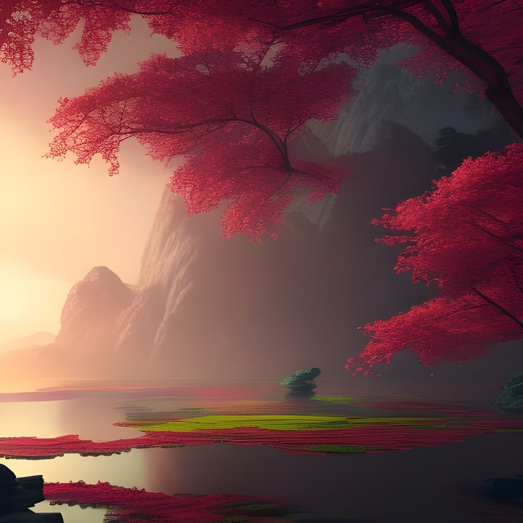 Fantastical Japanese Nature in Detailed Matte Painting