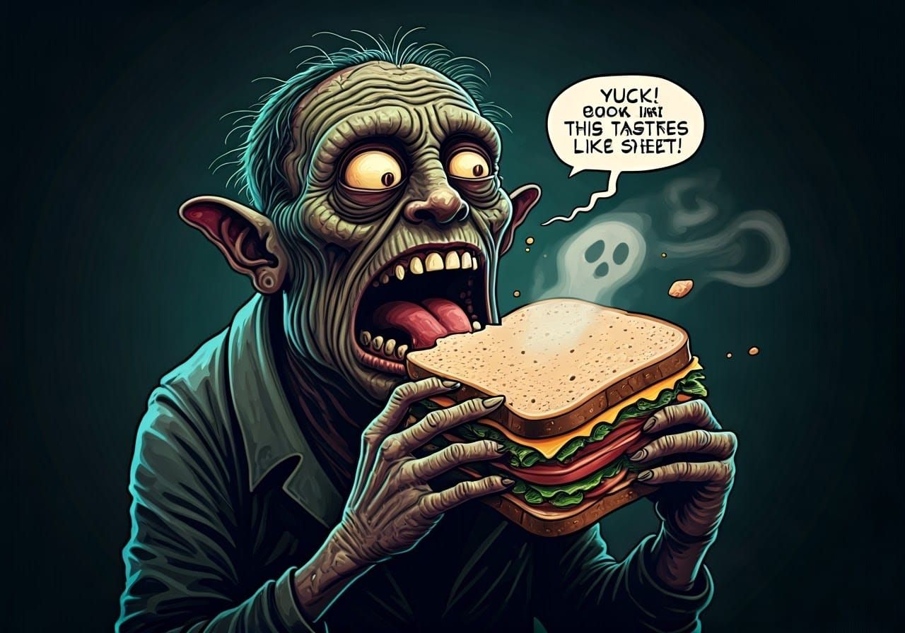 Gross Monster with Ghost Sandwich in Gothic Style
