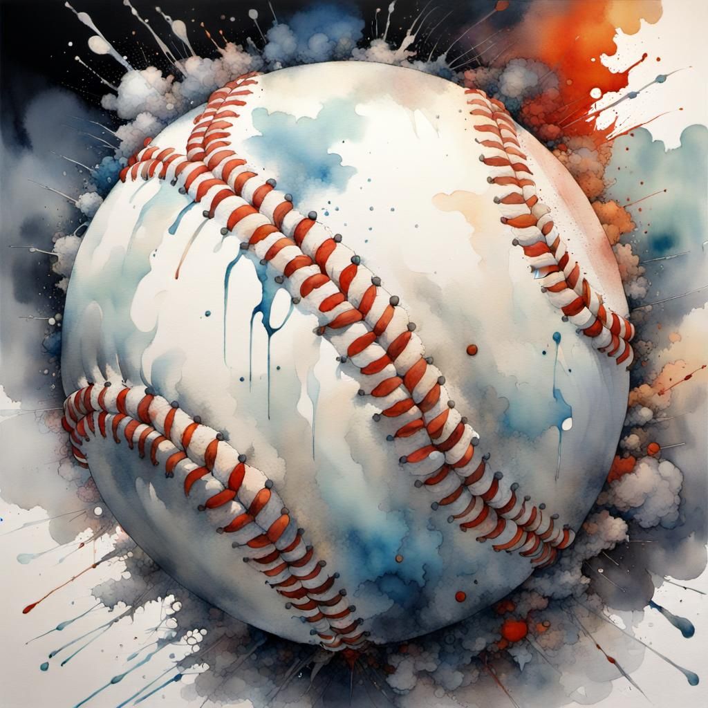 Giant Baseball Cloudcore Watercolour Masterpiece