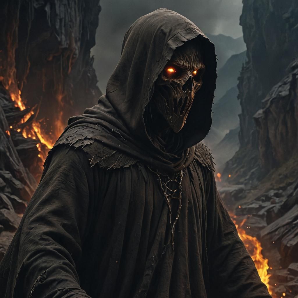 Gothic Dementor in Fiery Abyss