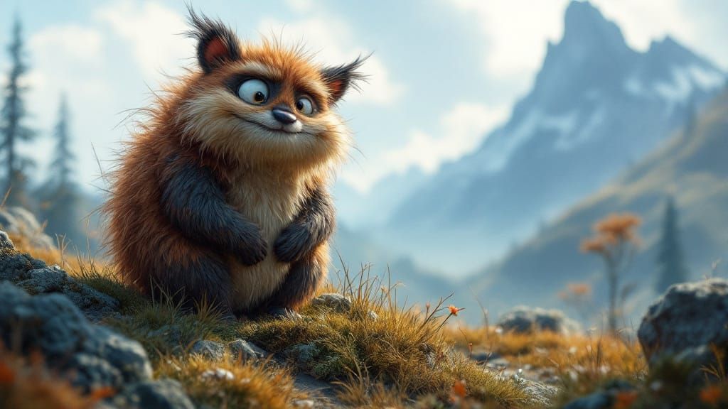 Mysterious Furry Creature with Distinctive Facial Feature