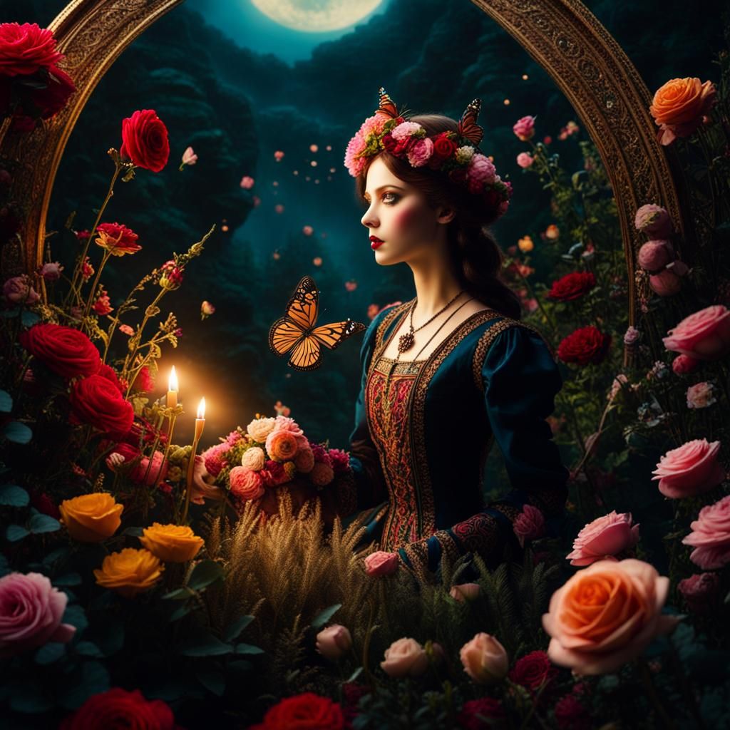 Magical Clockwork Puppet in Gothic Bohemian Meadow