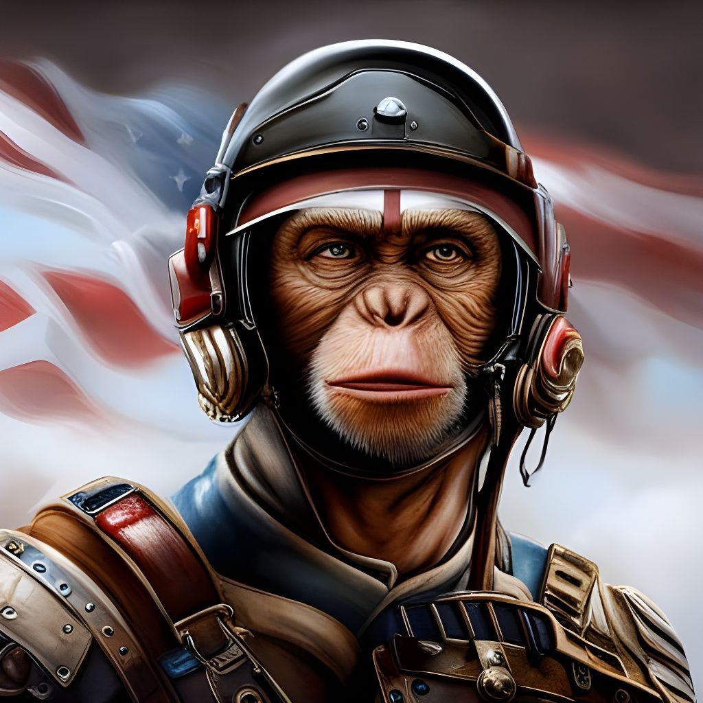 Chimpanzee Veteran in Military Armor, Comic Art