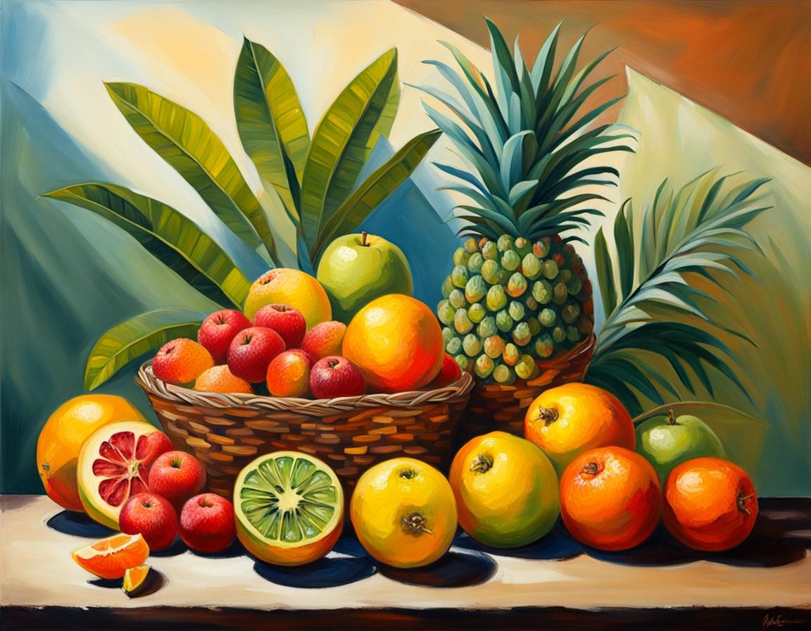 Tropical Still Life in Impressionistic Style