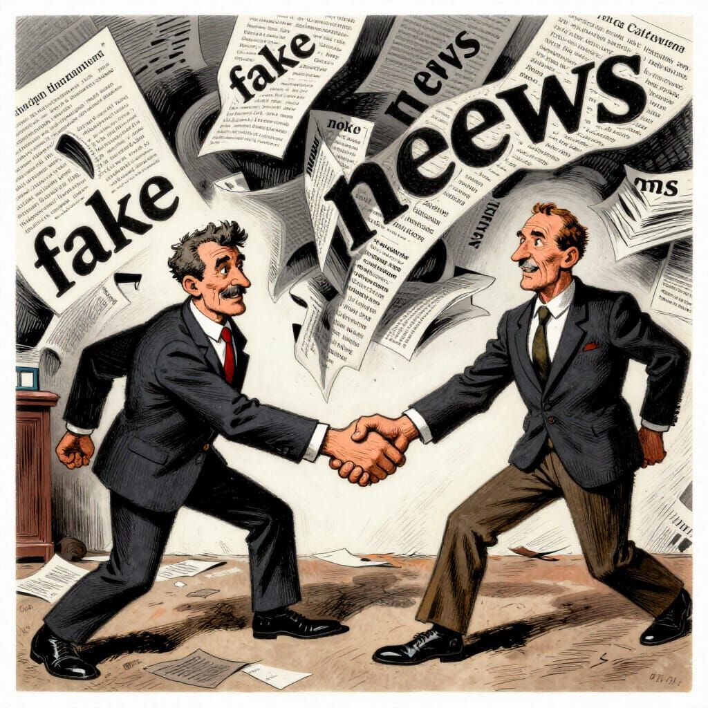 Truth vs Fake News: An Expressive Editorial Cartoon